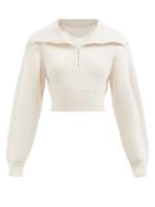 Ladies Rtw Jacquemus - Risoul Sailor-collar Wool Cropped Sweater - Womens - Beige