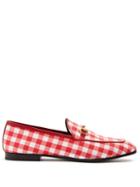 Matchesfashion.com Gucci - Jordaan Gingham Loafers - Womens - Red White