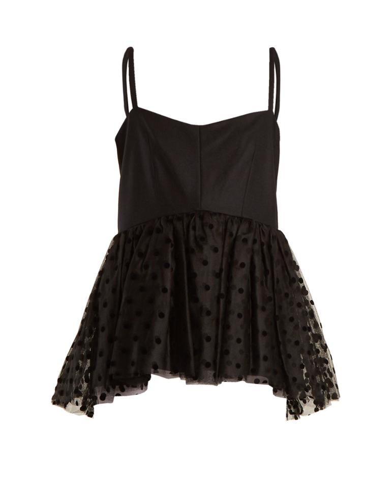 Isa Arfen Tutu Polka-dot Tulle-peplum Top