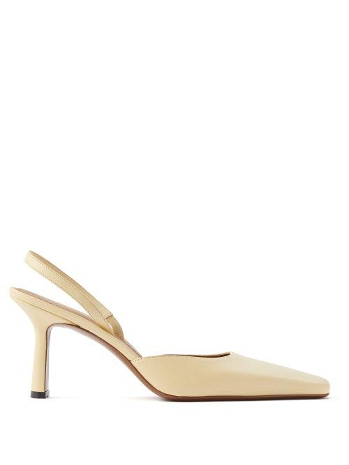 Neous - Dracu Square-point Leather Slingback Pumps - Womens - Cream