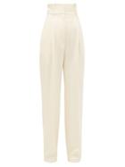 Matchesfashion.com Hillier Bartley - High-rise Striped Wool Trousers - Womens - Cream