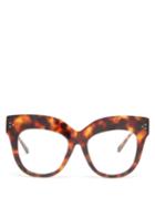 Matchesfashion.com Linda Farrow - Keaton Exaggerated-brow Acetate Glasses - Womens - Tortoiseshell