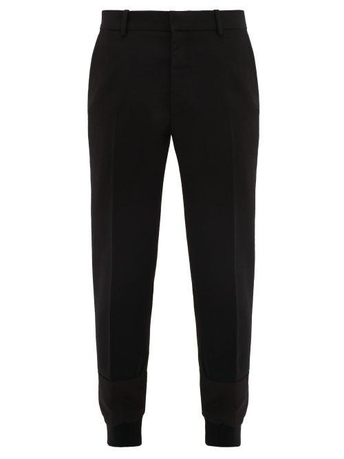Matchesfashion.com Alexander Mcqueen - Hybrid Panelled Cuff Wool Twill Trousers - Mens - Black