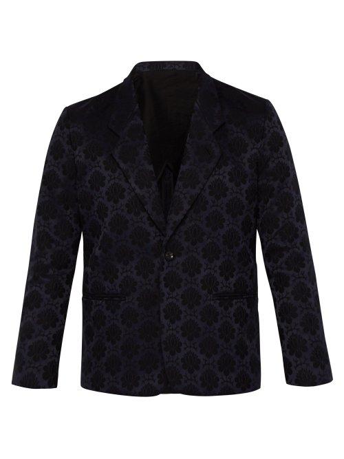 Matchesfashion.com Sasquatchfabrix - Nanpou Rapel Single Breasted Satin Jacquard Blazer - Mens - Navy Multi