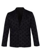 Matchesfashion.com Sasquatchfabrix - Nanpou Rapel Single Breasted Satin Jacquard Blazer - Mens - Navy Multi
