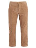 Matchesfashion.com Gucci - Dragon Embroidered Cropped Corduroy Trousers - Mens - Camel