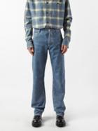 Bottega Veneta - Denim-print Leather Straight-leg Trousers - Mens - Blue