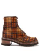 Matchesfashion.com See By Chlo - Mozart Checked Leather Ankle Boots - Womens - Brown Multi