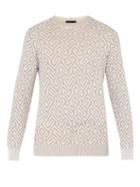 Matchesfashion.com Giorgio Armani - Jacquard Pattern Crew Neck Sweater - Mens - Beige