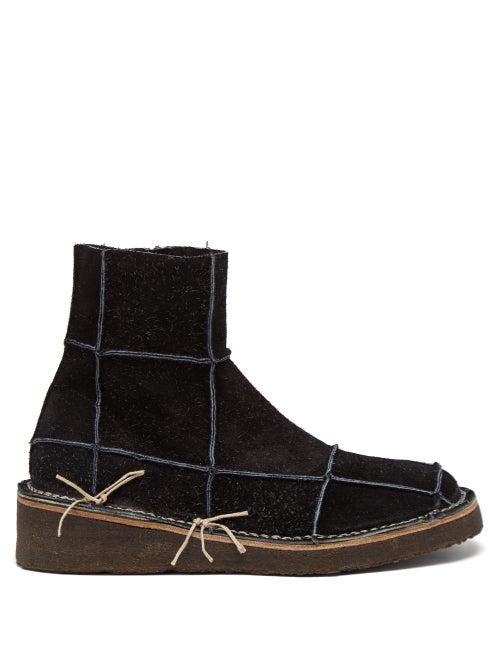 Acne Studios - Patchwork Suede Boots - Mens - Black