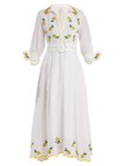 Gül Hürgel Lemon-embroidered Point-collar Linen Dress
