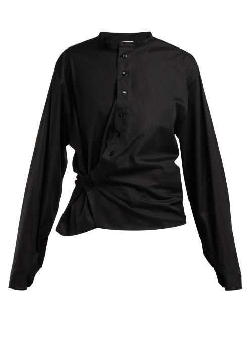 Matchesfashion.com Lemaire - Gathered Cotton Poplin Blouse - Womens - Black