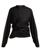 Matchesfashion.com Lemaire - Gathered Cotton Poplin Blouse - Womens - Black