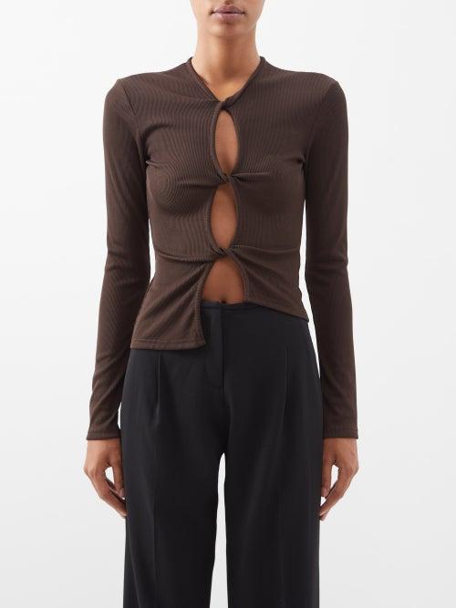 Christopher Esber - Open Twist Cutout Jersey Top - Womens - Chocolate