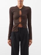Christopher Esber - Open Twist Cutout Jersey Top - Womens - Chocolate