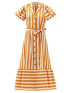 Matchesfashion.com Evi Grintela - Candy-stripe Cotton-poplin Shirt Dress - Womens - Yellow White