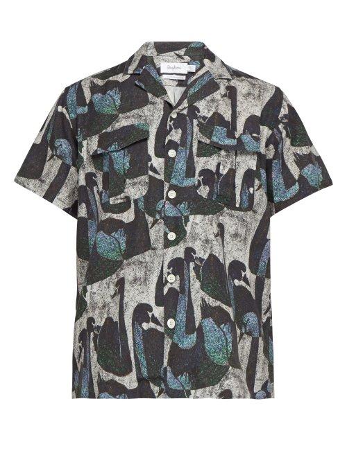 Matchesfashion.com Schnayderman's - Swan Printed Twill Shirt - Mens - Multi