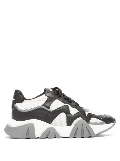 Matchesfashion.com Versace - Squalo Leather And Mesh Trainers - Mens - White Black