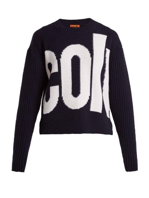 Matchesfashion.com Colville - Logo Intarsia Wool Sweater - Womens - Navy White