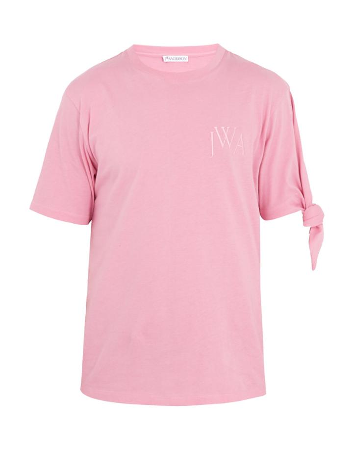 Jw Anderson Logo-embroidered Knot-detail Crew-neck T-shirt