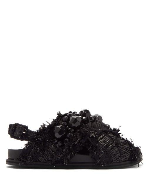 Matchesfashion.com Simone Rocha - Bead-embellished Tweed Slingback Sandals - Womens - Black