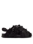 Matchesfashion.com Simone Rocha - Bead-embellished Tweed Slingback Sandals - Womens - Black