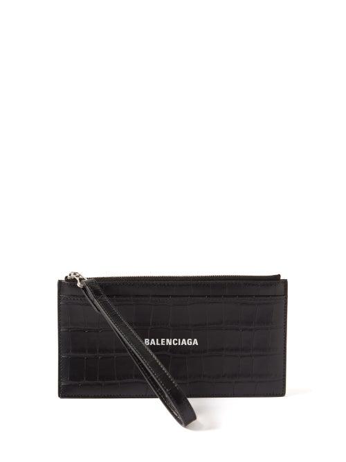 Balenciaga - Cash Croc-effect Leather Cardholder - Mens - Black