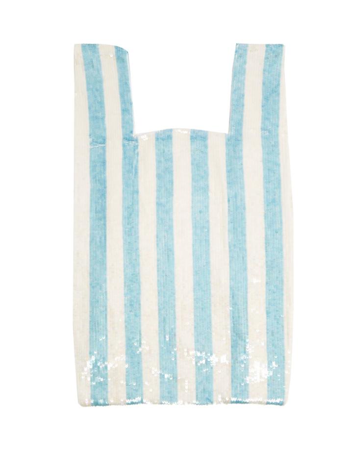 Ashish Striped Sequin-embellished Cotton Bag