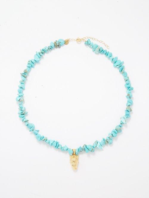 Hermina Athens - Tche Howalite & Gold-plated Necklace - Womens - Blue Multi