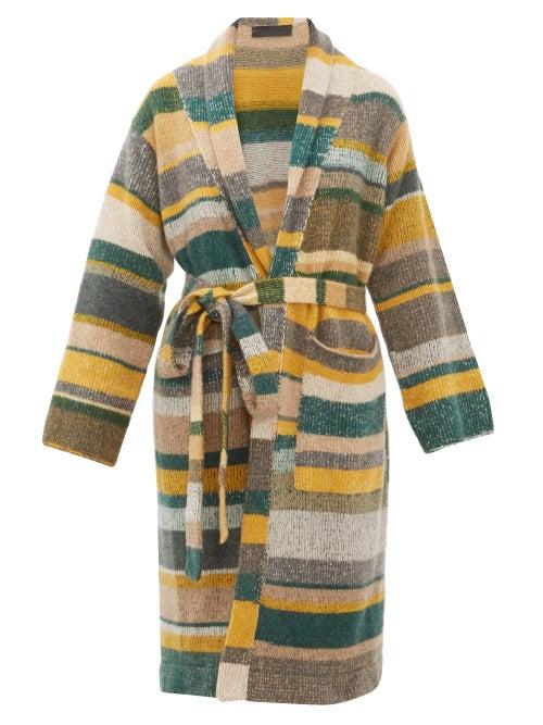 Matchesfashion.com The Elder Statesman - Belted Long Line Striped Cashmere Cardigan - Womens - Multi
