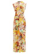 La Doublej - Rita Holi Floral-print Sun Dress - Womens - Yellow Multi
