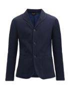 Matchesfashion.com Giorgio Armani - Pinhead-jacquard Cotton-blend Twill Blazer - Mens - Navy