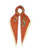 Matchesfashion.com Loewe - Frayed-edge Animal Alphabet-print Twill Scarf - Womens - Orange