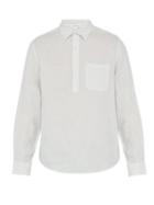 Matchesfashion.com Frame - Half Length Placket Linen Poplin Shirt - Mens - White