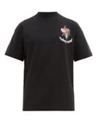Matchesfashion.com Palm Angels - Flower Print Cotton T Shirt - Mens - Black