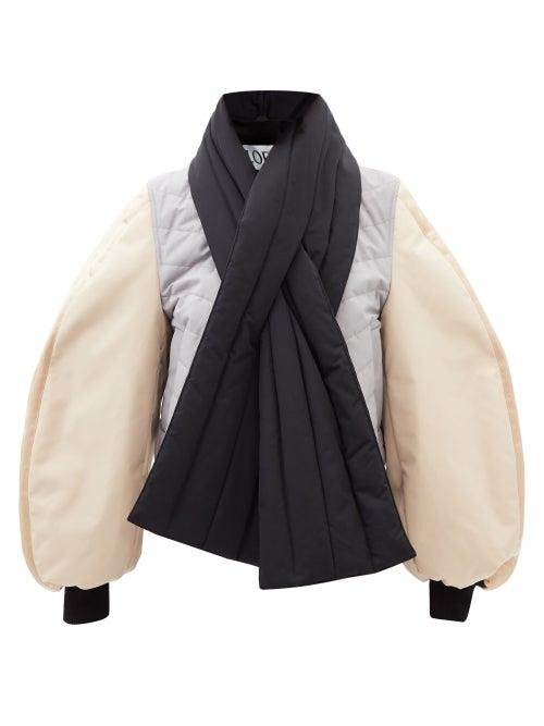 Loewe - Colour-block Balloon-sleeve Bomber Jacket - Womens - Grey Multi