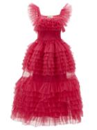 Matchesfashion.com Molly Goddard - Pascale Frilled Tulle Midi Dress - Womens - Pink