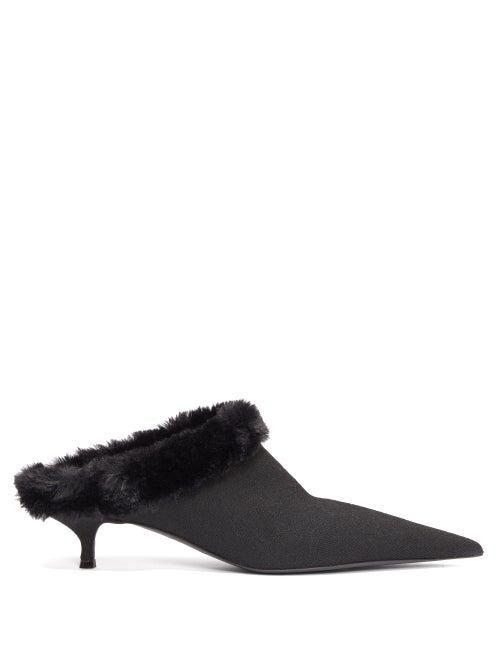 Matchesfashion.com Balenciaga - Faux-fur Lined Kitten Heels - Womens - Black