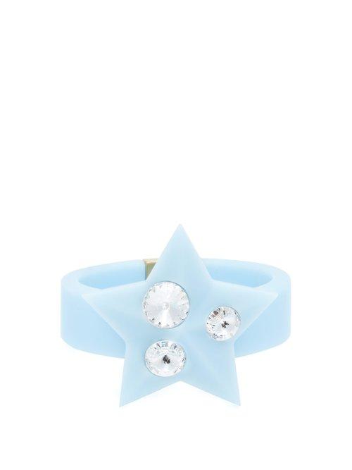 Matchesfashion.com Miu Miu - Crystal Embellished Plexiglass Cuff - Womens - Blue