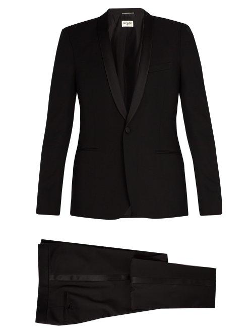 Matchesfashion.com Saint Laurent - Shawl Collar Satin Trimmed Wool Tuxedo - Mens - Black