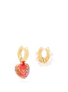 Matchesfashion.com Timeless Pearly - Mismatched Pearl & Heart Gold-plated Earrings - Womens - Red White