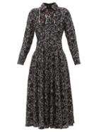 Matchesfashion.com Valentino - X Undercover Lip Floral Print Silk Dress - Womens - Black Print