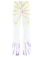 Conner Ives - Tie-dyed Leather Flared-leg Trousers - Womens - White Multi