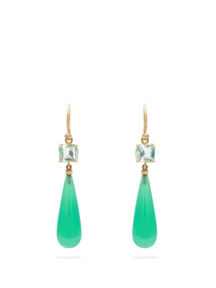 Irene Neuwirth Diamond & Emerald Gold Earrings