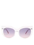 Matchesfashion.com Valentino - Oversized Acetate Cat Eye Sunglasses - Womens - Light Pink