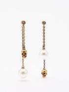 Alexander Mcqueen - Faux Pearl And Skull Crystal-embellished Earrings - Womens - Gold Multi