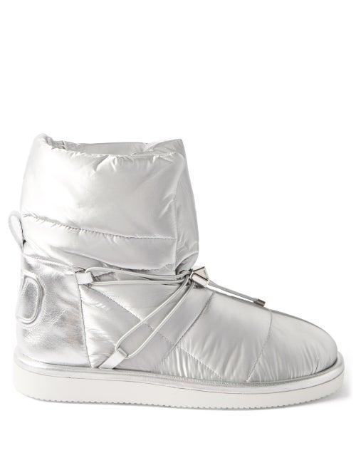 Valentino Garavani - Roman-stud Padded-shell Boots - Womens - Silver