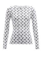 Matchesfashion.com Marine Serre - Crescent-moon Print Recycled-fibre Top - Womens - White Black