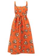 Matchesfashion.com Emilia Wickstead - Shelly Floral Print Cloqu Dress - Womens - Orange Multi