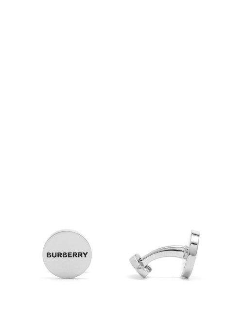Matchesfashion.com Burberry - Logo Engraved Silver Plated Cufflinks - Mens - Silver